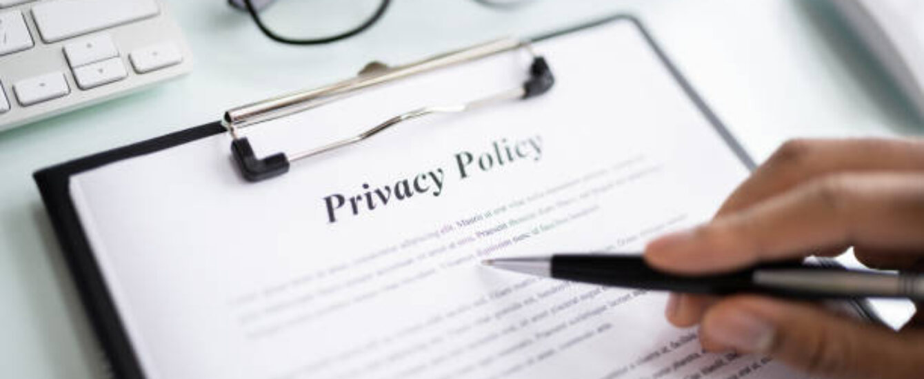 Privacy Policy Notice And Legal Agreement. Man Reading Contract Privacy Policy Notice And Legal Agreement. Man Reading Contract